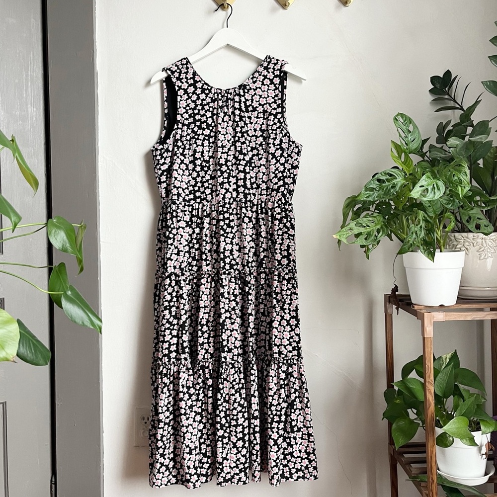 J Crew Tiered Midi Dress in Poppy Garden